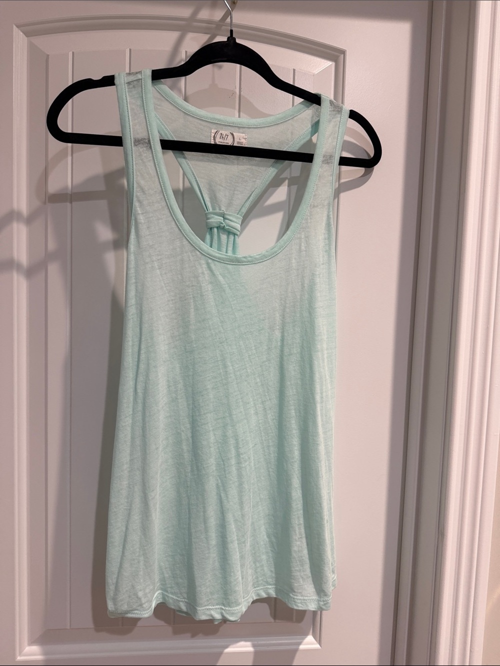 Light Mint Knotted Racerback Tank Top